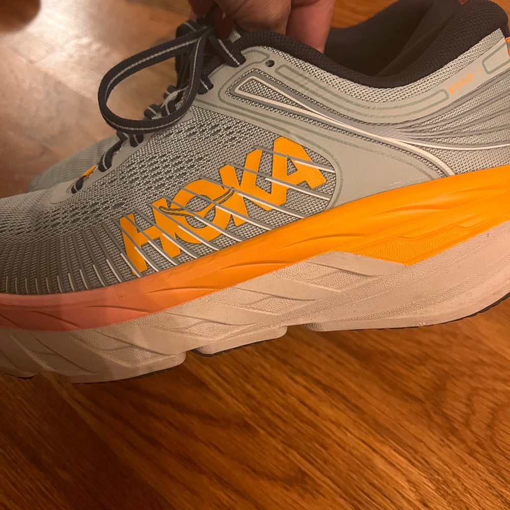 Hoka One One Dark Gray and Orange Sneakers